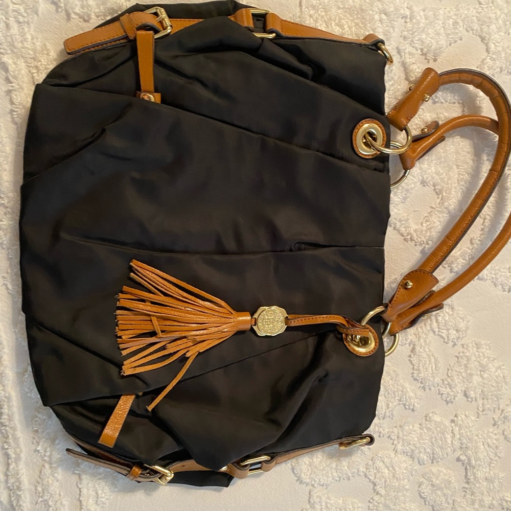Vince Camuto black micro fabric bag